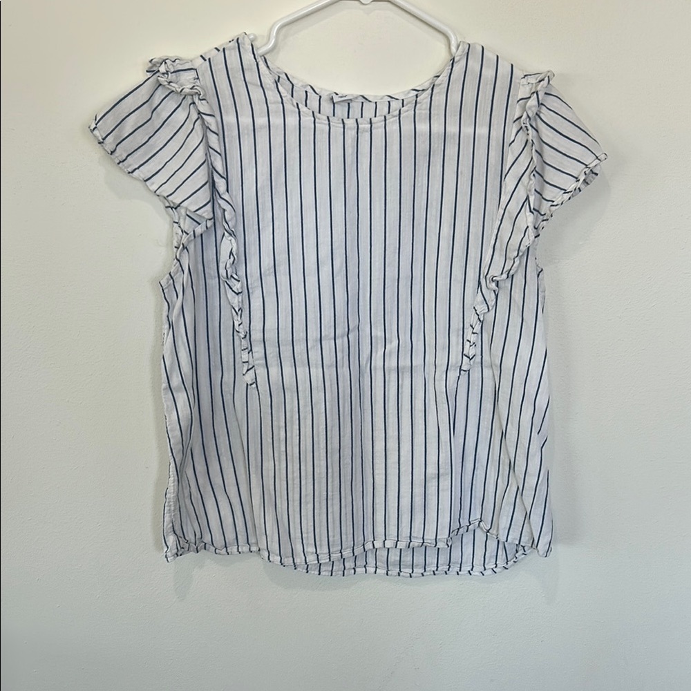 Striped Ruffle Sleeve Top